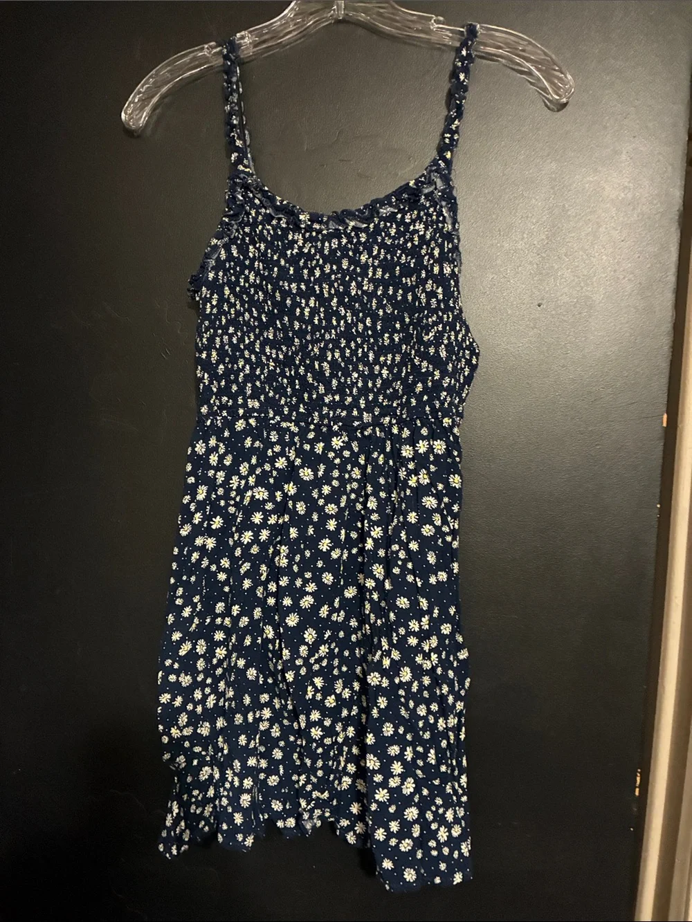 Justice Navy Floral Smocked Dress with White & Yellow Accents